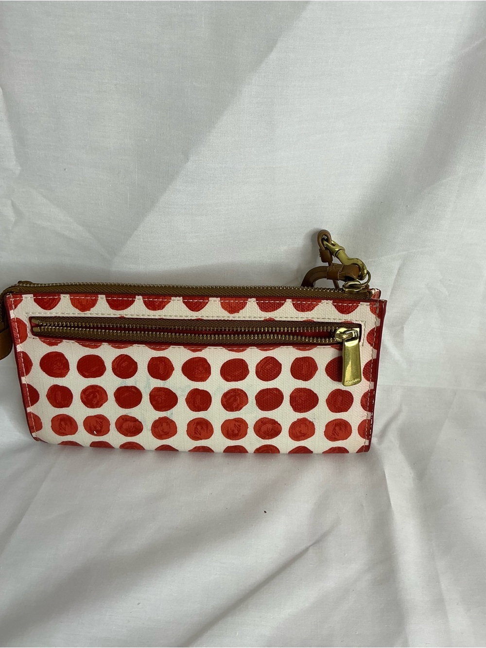 2027 - Coach Cream and Red Polka Dot Wristlet Clutch - Picture 3 of 6
